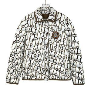 Hermès Paris Womens Quilted Chain Pattern Jacket Size 38